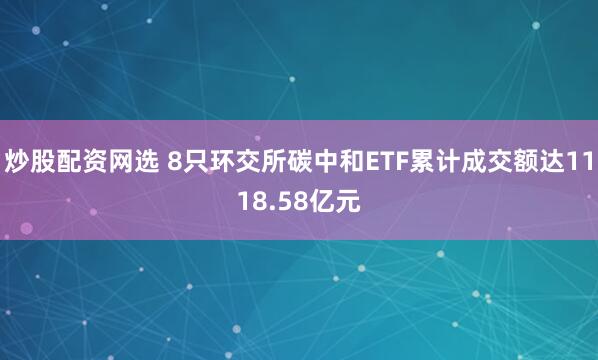 炒股配资网选 8只环交所碳中和ETF累计成交额达1118.58亿元